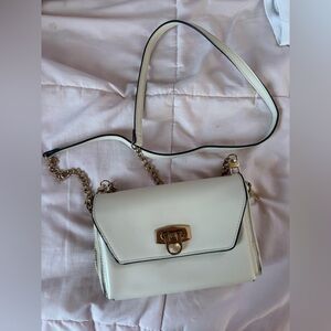 Chic Cream Crossbody Bag with Gold Accents